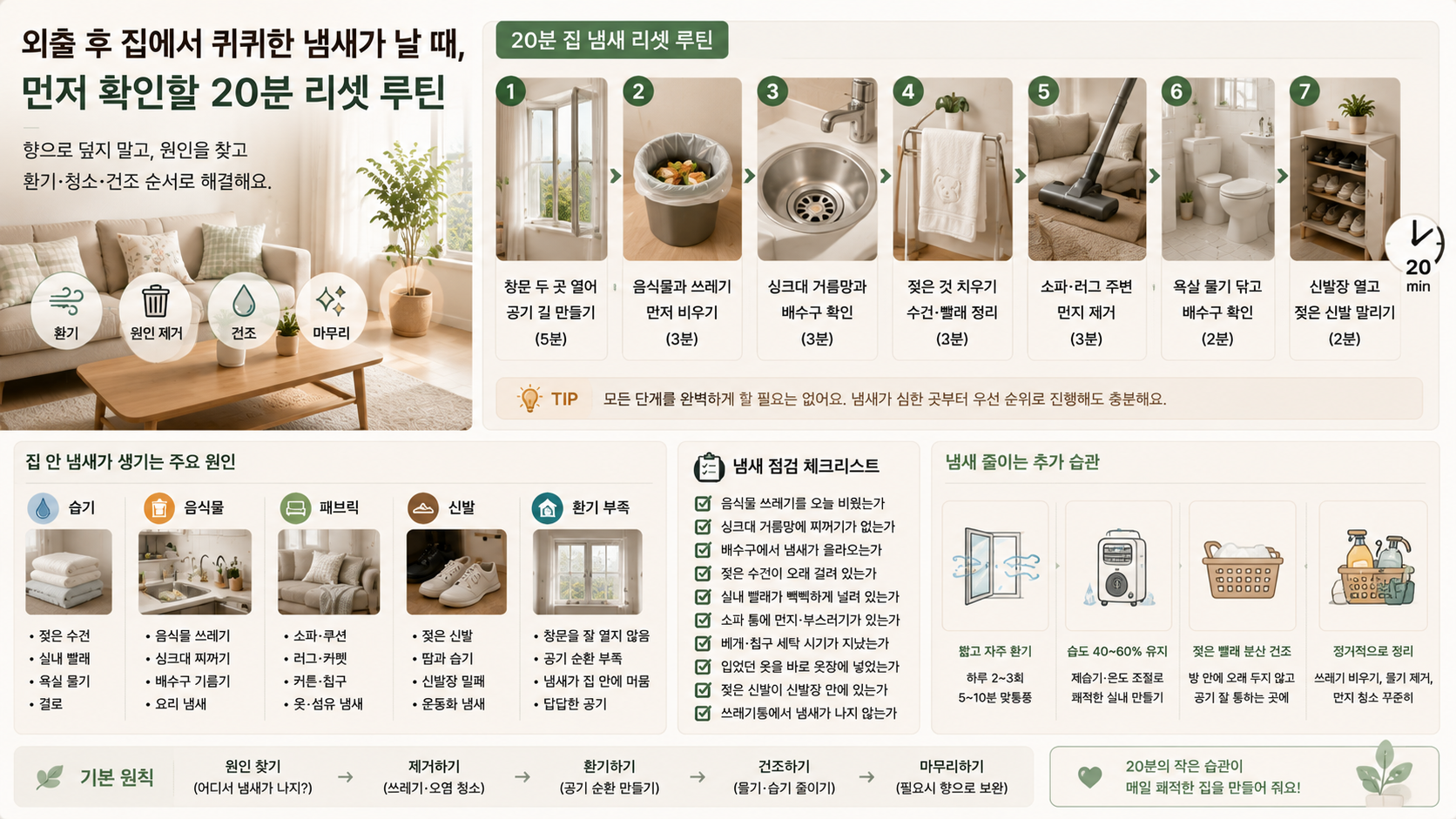 집 냄새 제거 20분 루틴