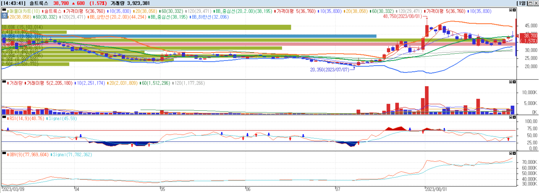 솔트룩스 일별챠트