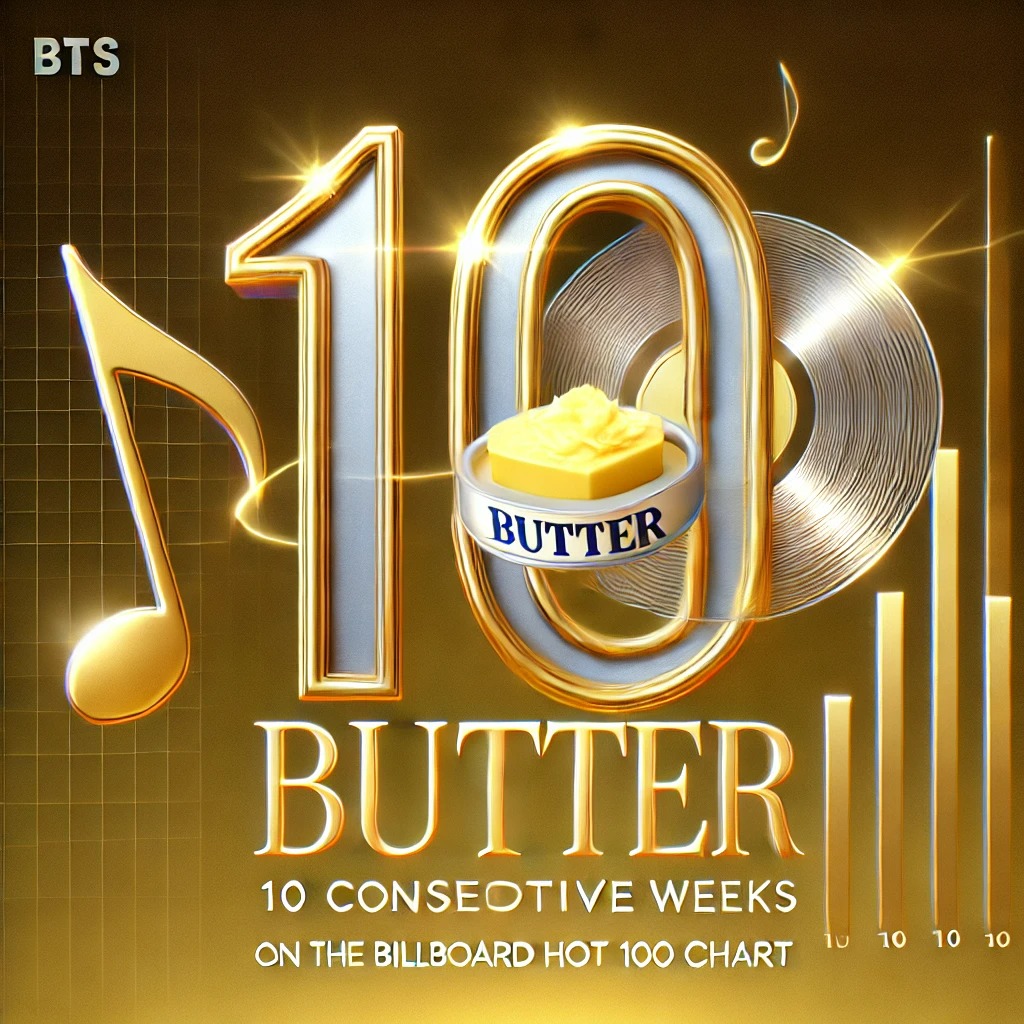 BTS Butter 빌보드 핫 100 차트 10주 연속 1위 축하 이미지