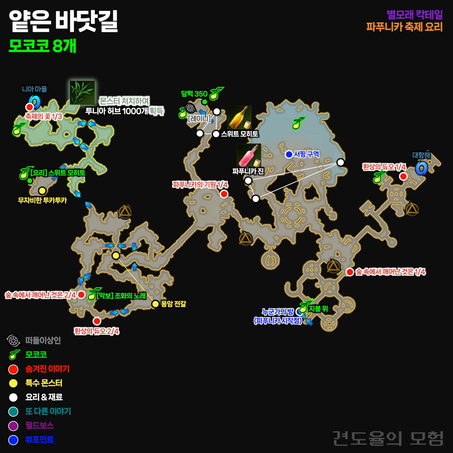 파푸니카 얕은 바닷길 지도