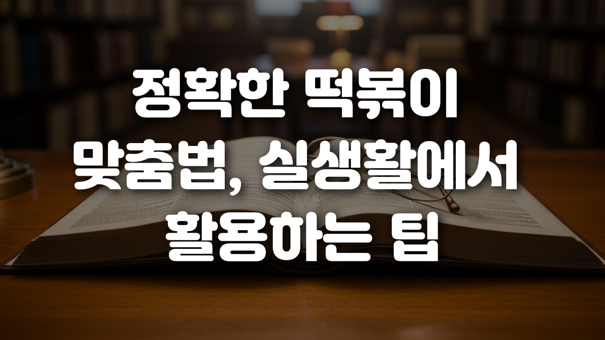 정확한 떡볶이 맞춤법 실생활에서 활용하는 팁