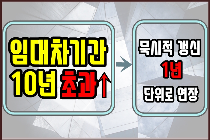 임대차기간 10년 초과시 묵시적 갱신이 1년 단위로 연장된다는 안내문