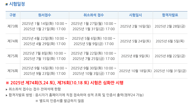 한능검 시험일정