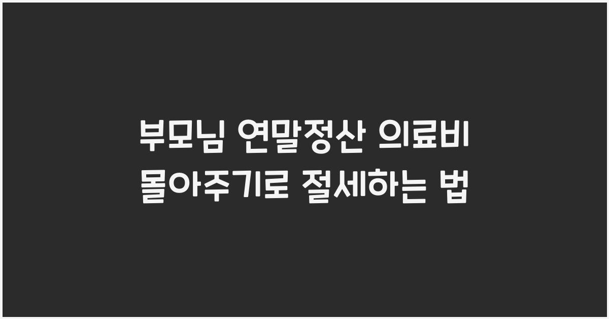 부모님 연말정산 의료비 몰아주기