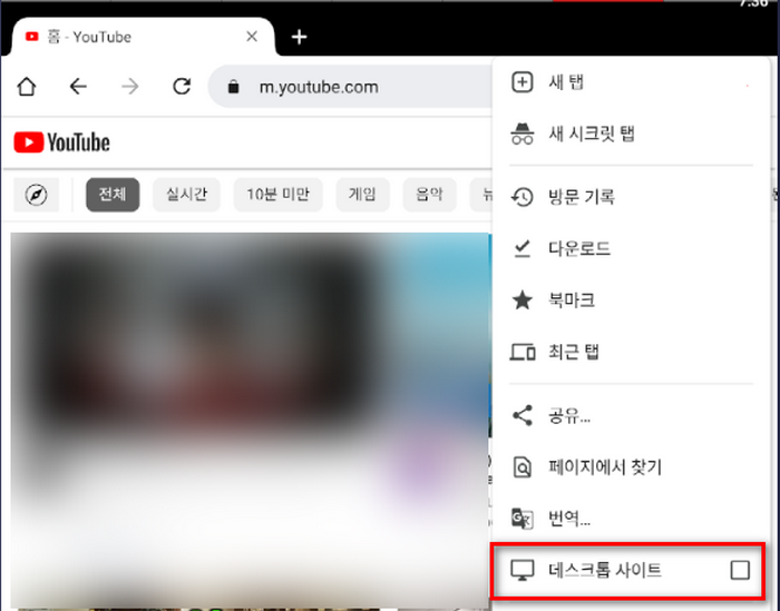 데스크톱사이트 체크하기