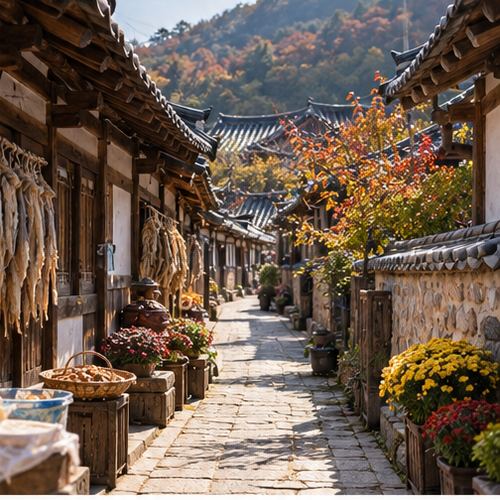 강경젓갈축제 전통시장 골목 장면을 설명하는 AI 이미지