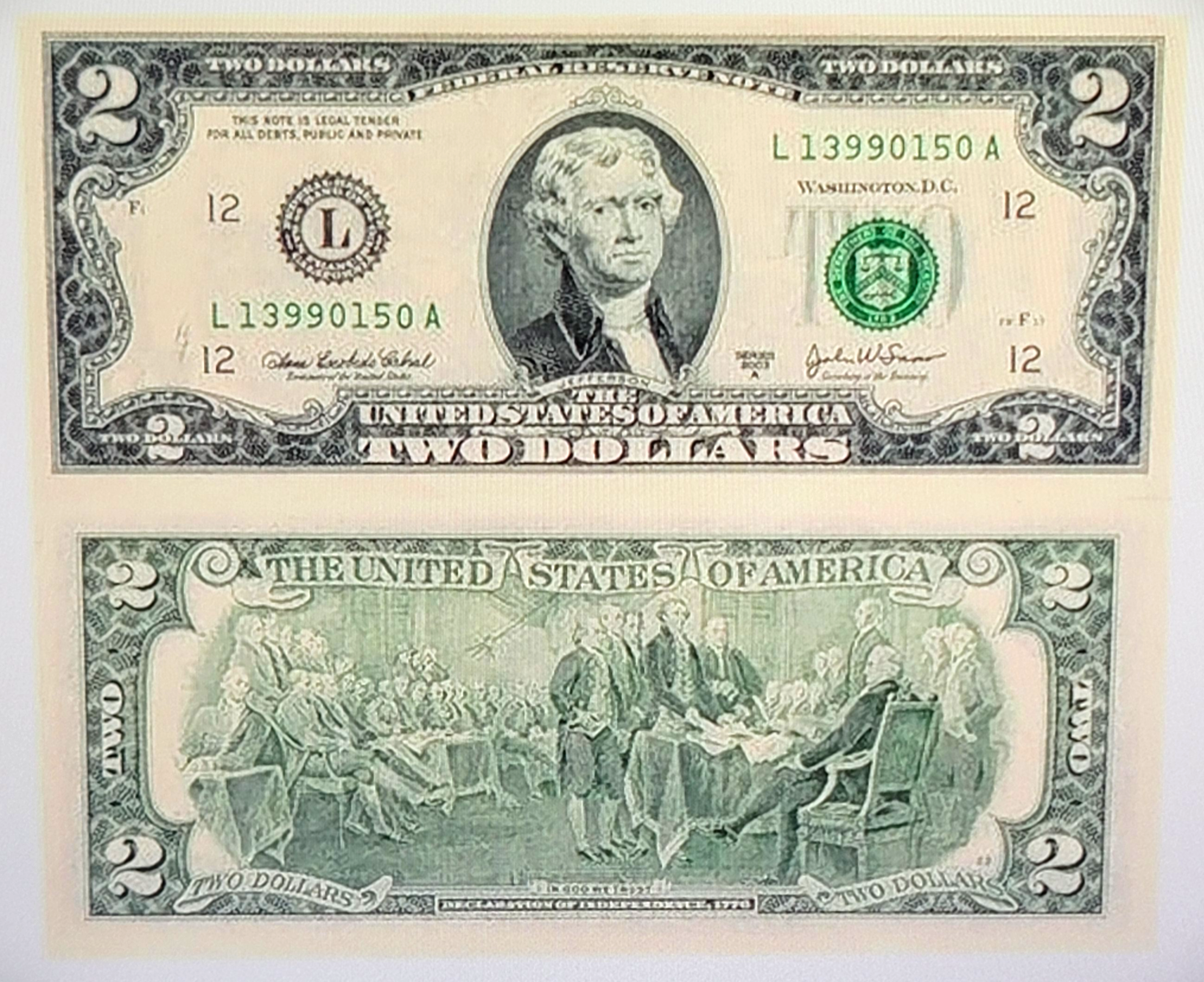 2달러 지폐 가격 실물