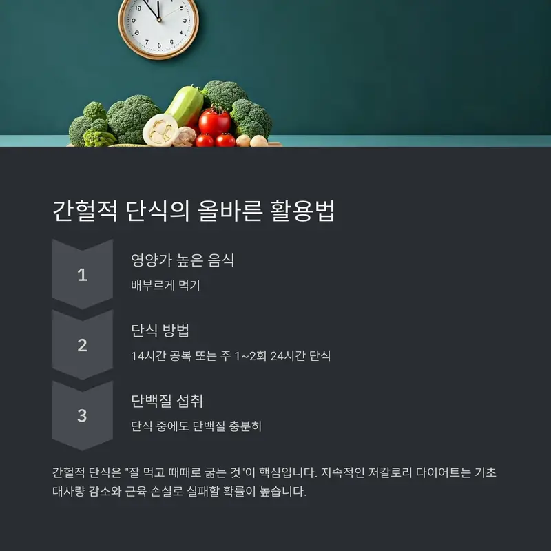 간헐적 단식의 올바른 활용법, 채소와 시계를 활용한 이미지