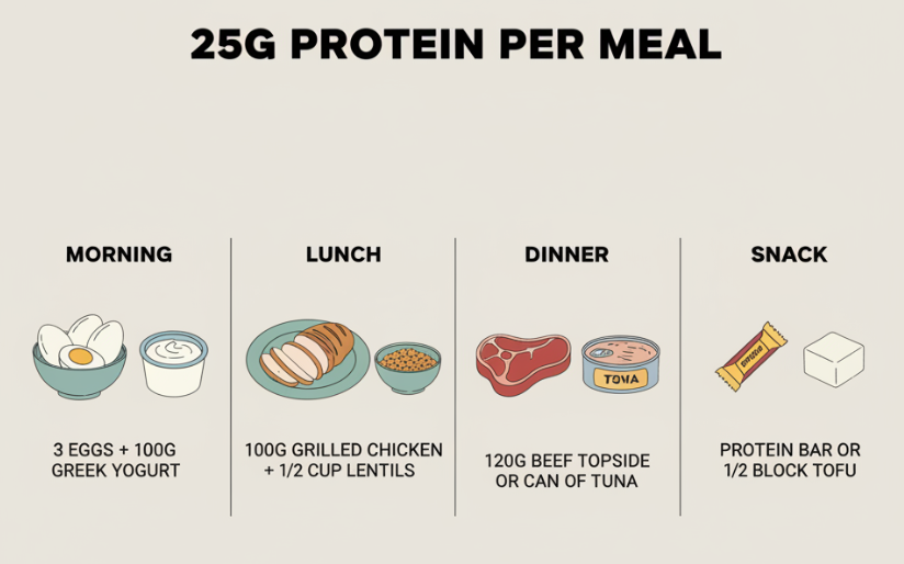 식사별 단백질 25g 채우기 예시