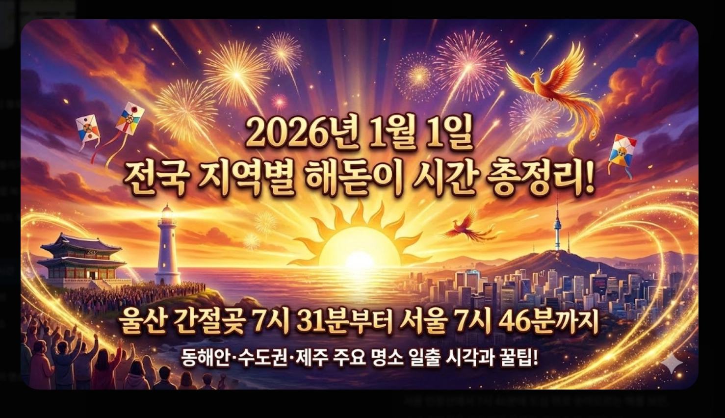 2026년 지역별 해돋이 시간 완벽 정리