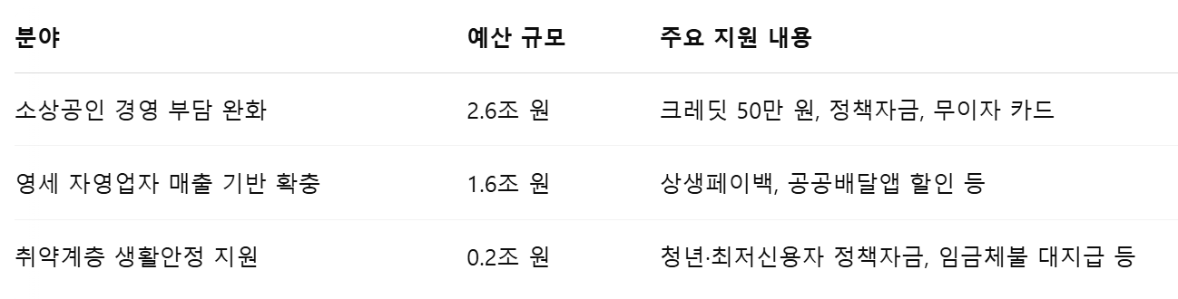 민생지원 전체 예산안 구성