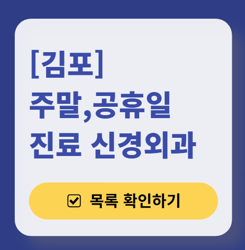 김포 주말 진료 신경외과 목록 ❘ 토요일&middot;일요일&middot;공휴일 진료 병원 (어지럼증, 두통, 손발저림, 디스크)