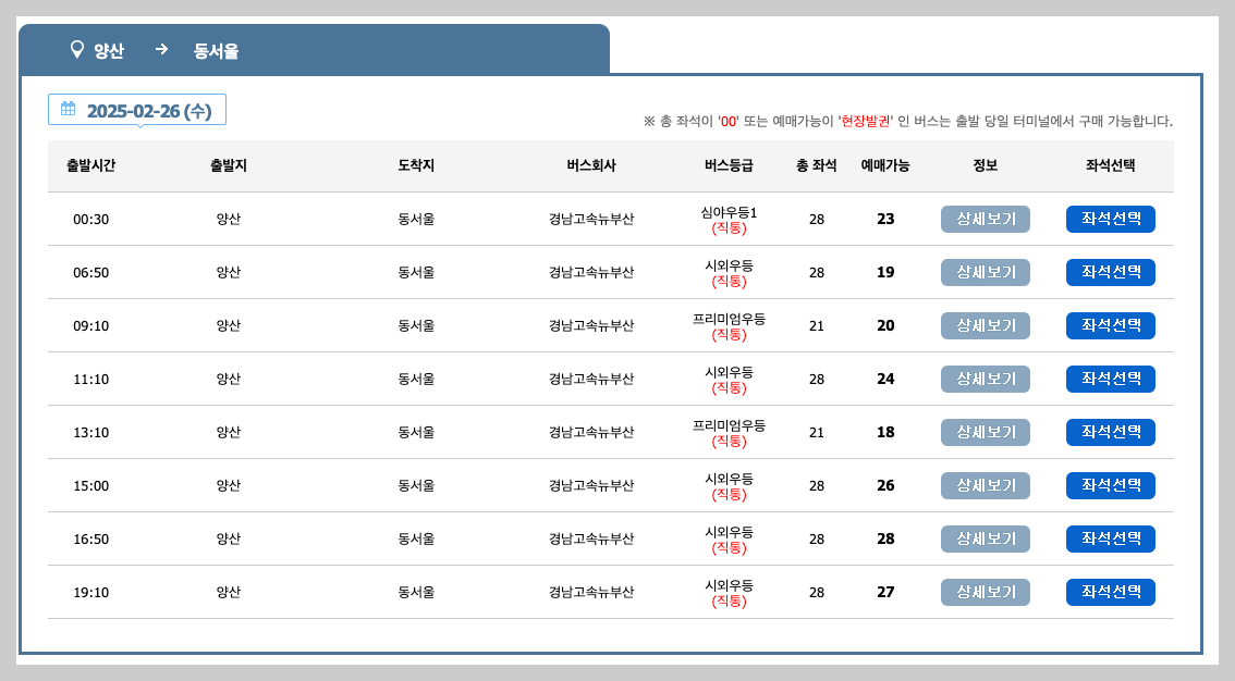 양산 시외버스터미널 시간표, 예매, 노선도 5분 총정리