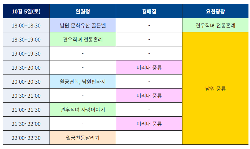 남원야행 프로그램 일정