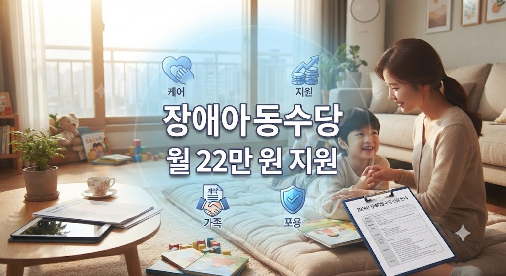차상위계층 부모가 장애아를 집에서 케어하고 있는 모습