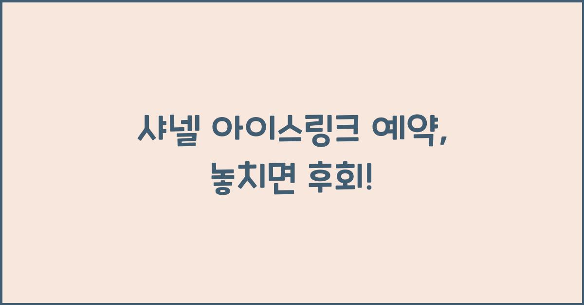 샤넬 아이스링크 예약