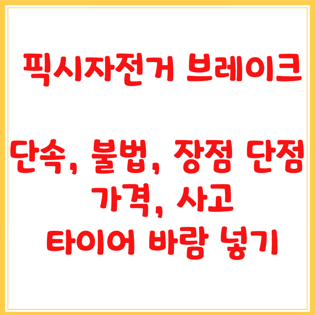 픽시자전거 브레이크, 단속, 불법, 장점 단점, 가격, 사고, 타이어 바람 넣기