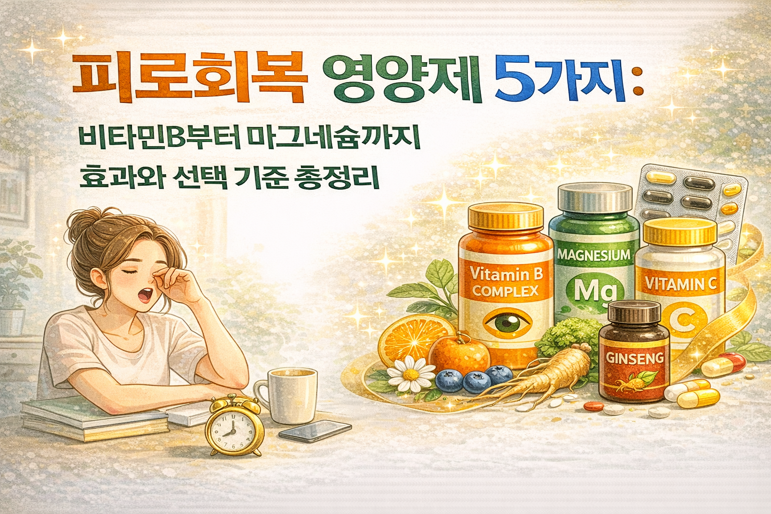 피로회복 영양제 5가지: 비타민B부터 마그네슘까지 효과와 선택 기준 총정리