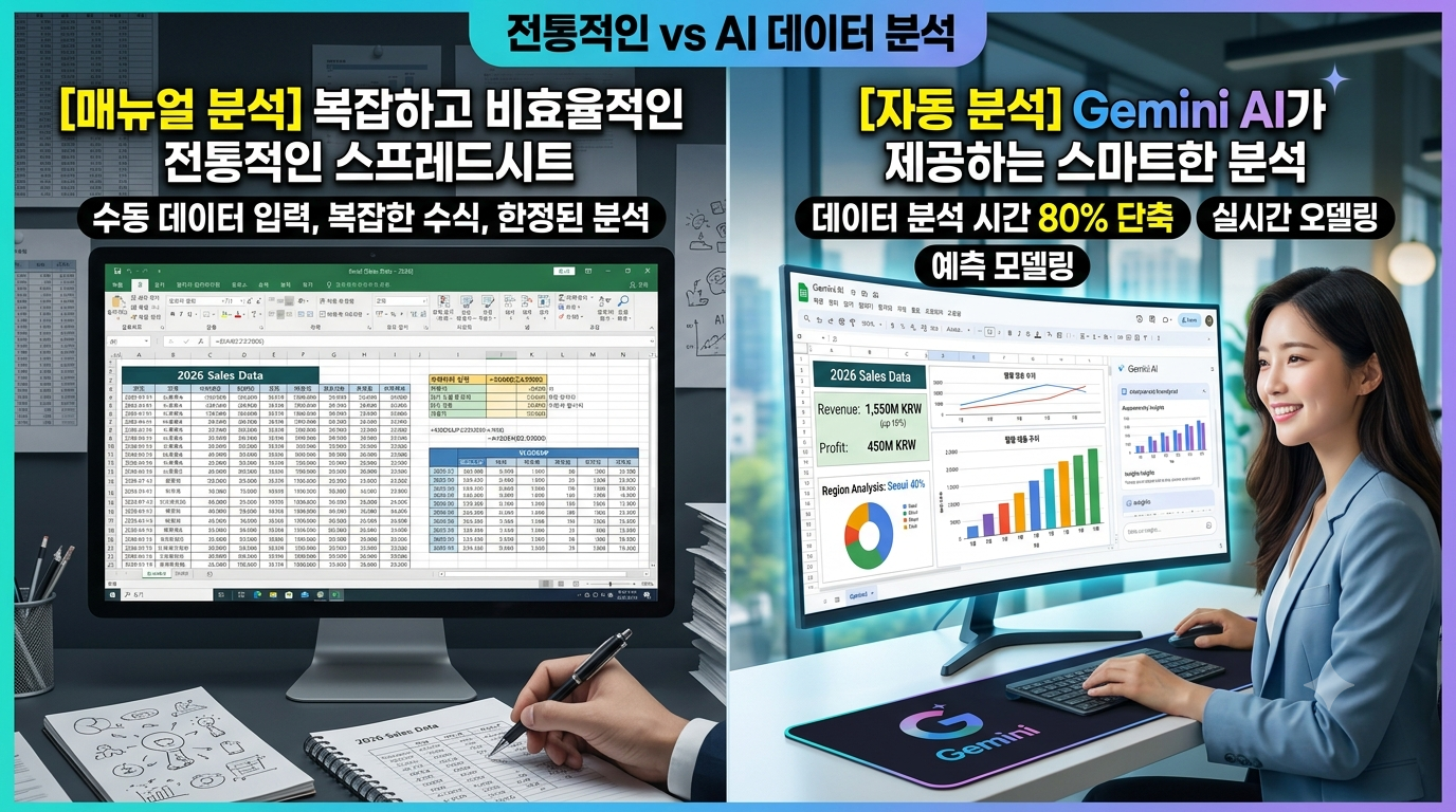기존 엑셀 표와 Gemini를 활용한 AI 분석의 차이