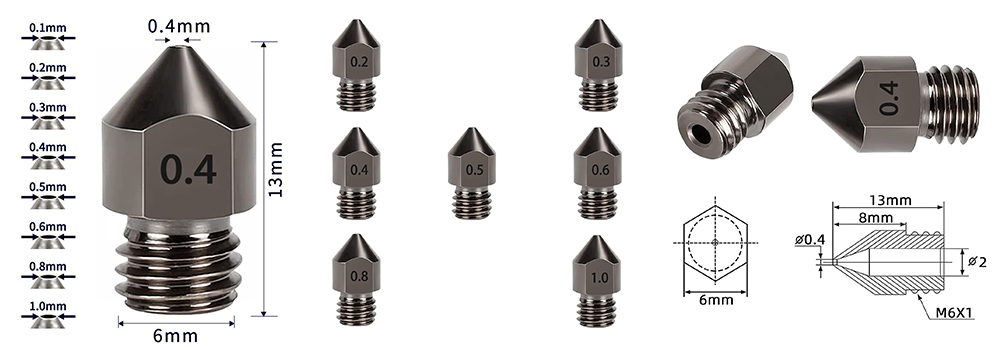 경화 강철(HARDENED STEEL) 노즐