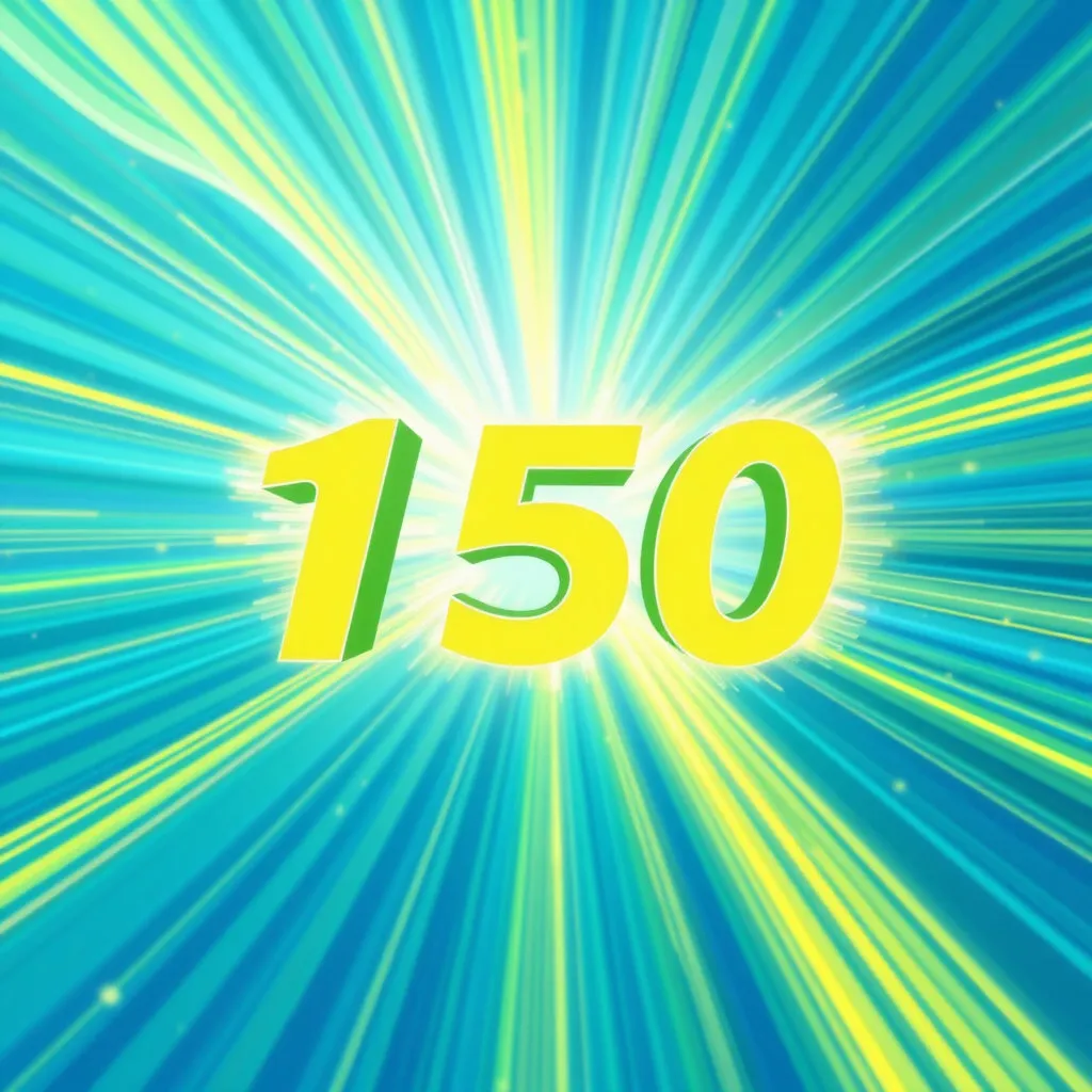 거대한 숫자 &amp;#39;150조&amp;#39;가 중앙에 역동적으로 배치되어 있고&amp;#44; 그 주변으로 물결치듯 퍼져나가는 에너지 파동이나 빛의 흐름이 보입니다. 전체적으로 밝고 희망찬 색감을 사용하여 긍정적인 파급 효과를 강조합니다. 