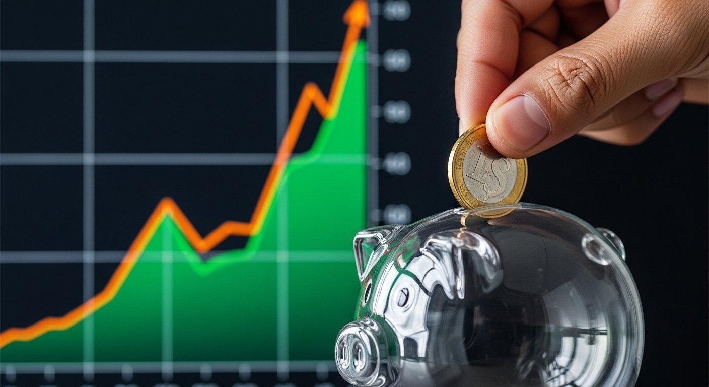 월급을 꾸준히 적립식으로 투자하여 자산을 불리는 모습.