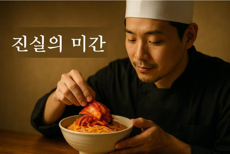 진실의 미간’이라는 브랜드 철학과 정직한 맛을 상징하는 장면