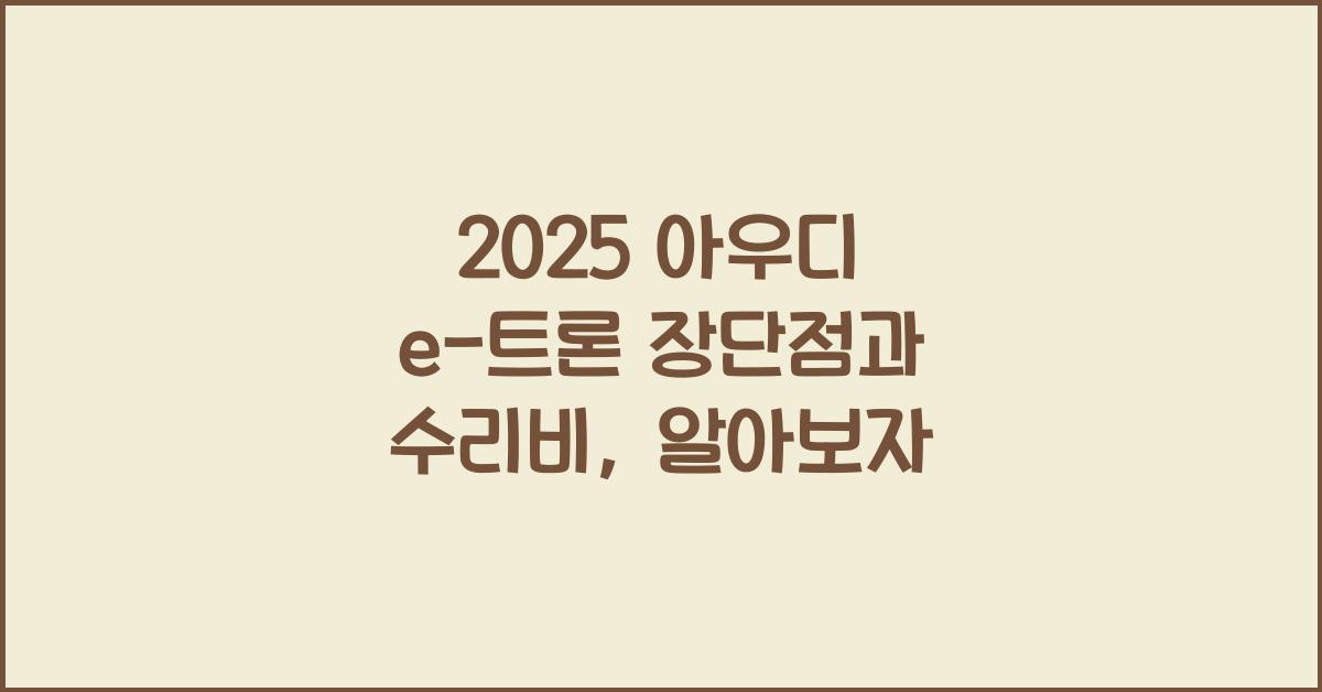 2025 아우디 e-트론 장단점 결함 수리비