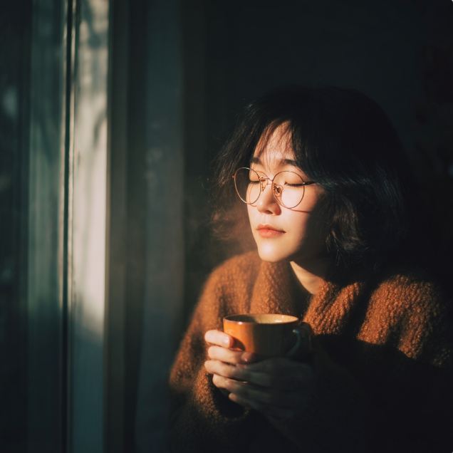 대추차를 즐기는 여성