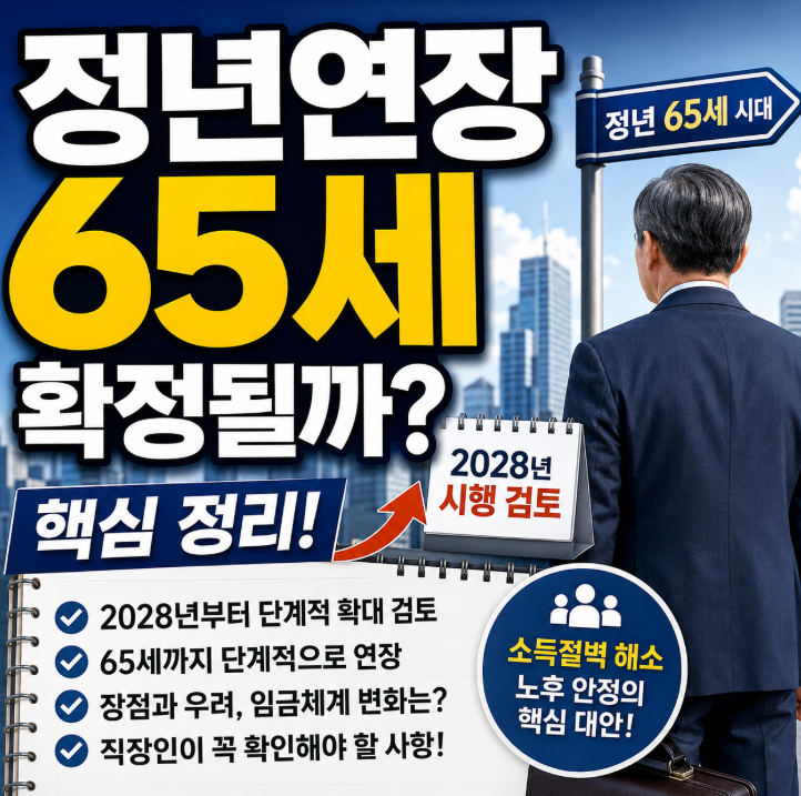 정년연장 65세 확정될까? 2028년 시행 검토 핵심 정리1