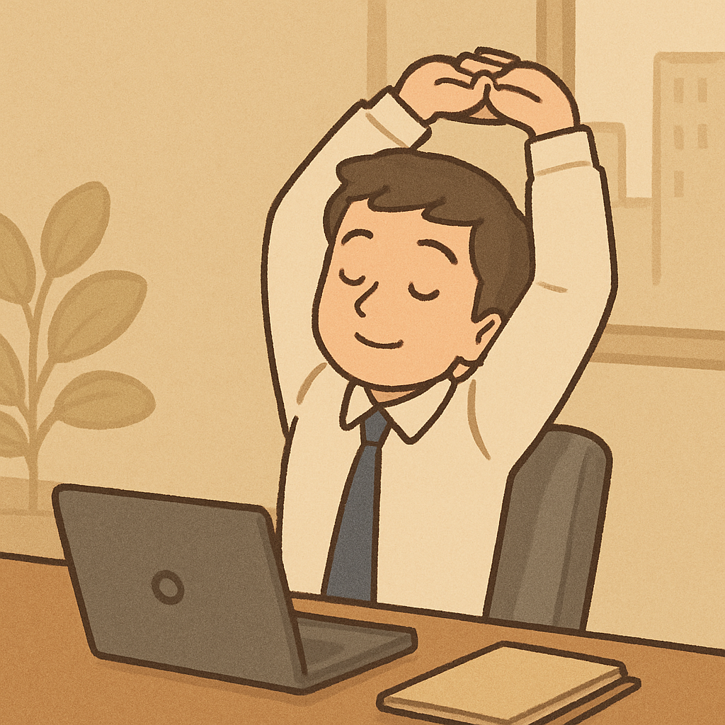 스트레칭 하고 있는 회사원 일러스트