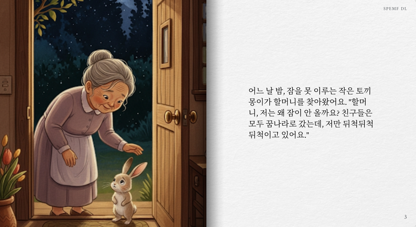 구름 할머니와 잠 못자는 토끼 몽이의 대화