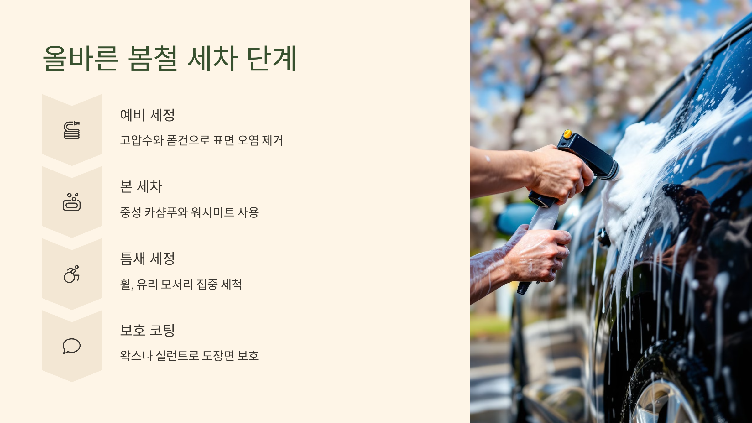 올바른 봄철 세차 단계