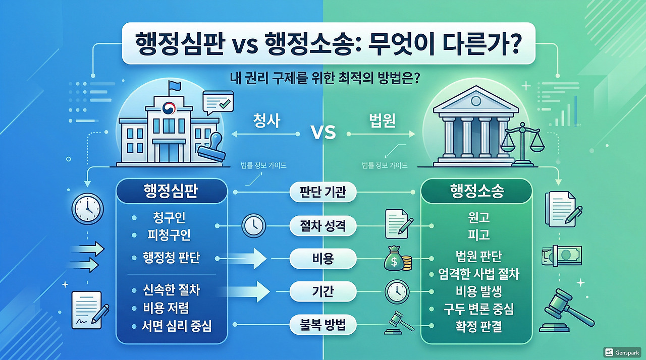 행정심판과 행정소송 차이 한눈에 보기