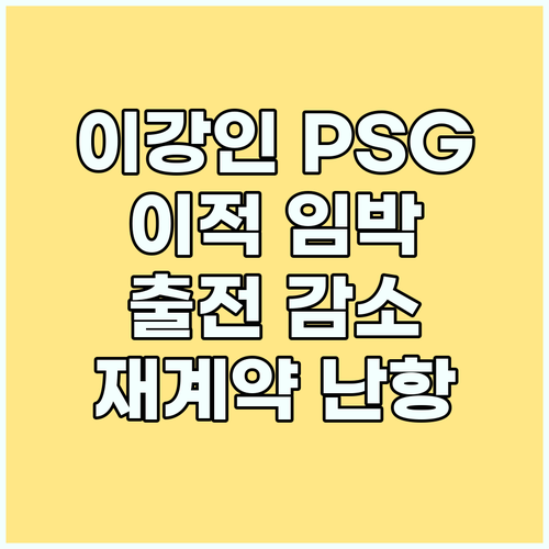 이강인 PSG 이적 급물살! 출전 감