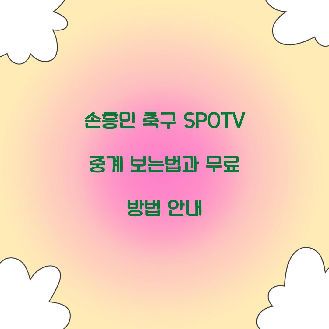 손흥민 축구 SPOTV 중계 보는법