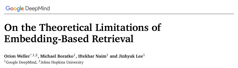논문 리뷰-단일 시맨틱 검색의 한계-On the Theoretical Limitations ofEmbedding-Based Retrieval