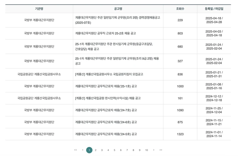 계룡시청-공공일자리-2025년4월-리스트