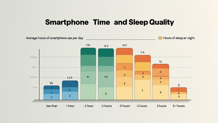 스마트폰 사용 시간과 수면 질 비교 인포그래픽