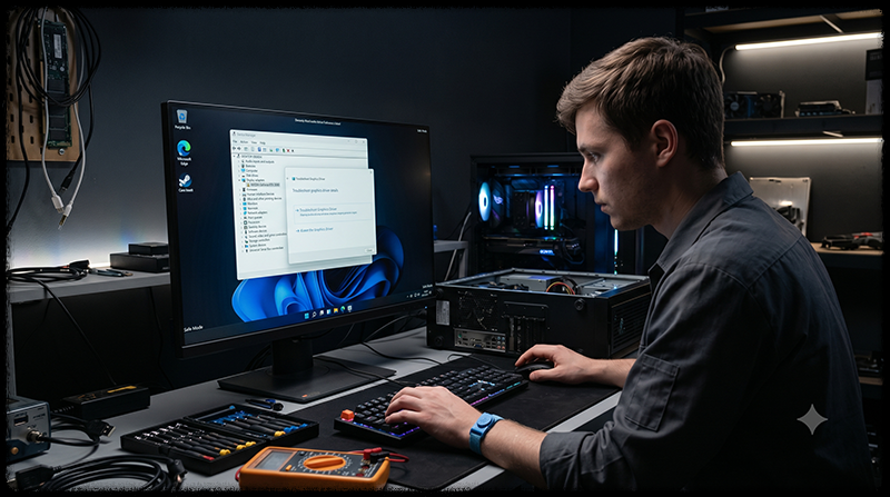 Windows 안전모드에서 그래픽 드라이버를 복구하는 모습