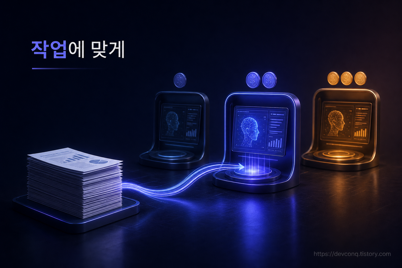 같은 일을 서로 다른 가격의 AI 모델에 맡기는 작업대