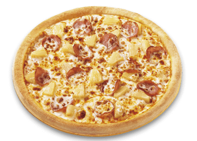 파인애플토핑의 하와이안피자