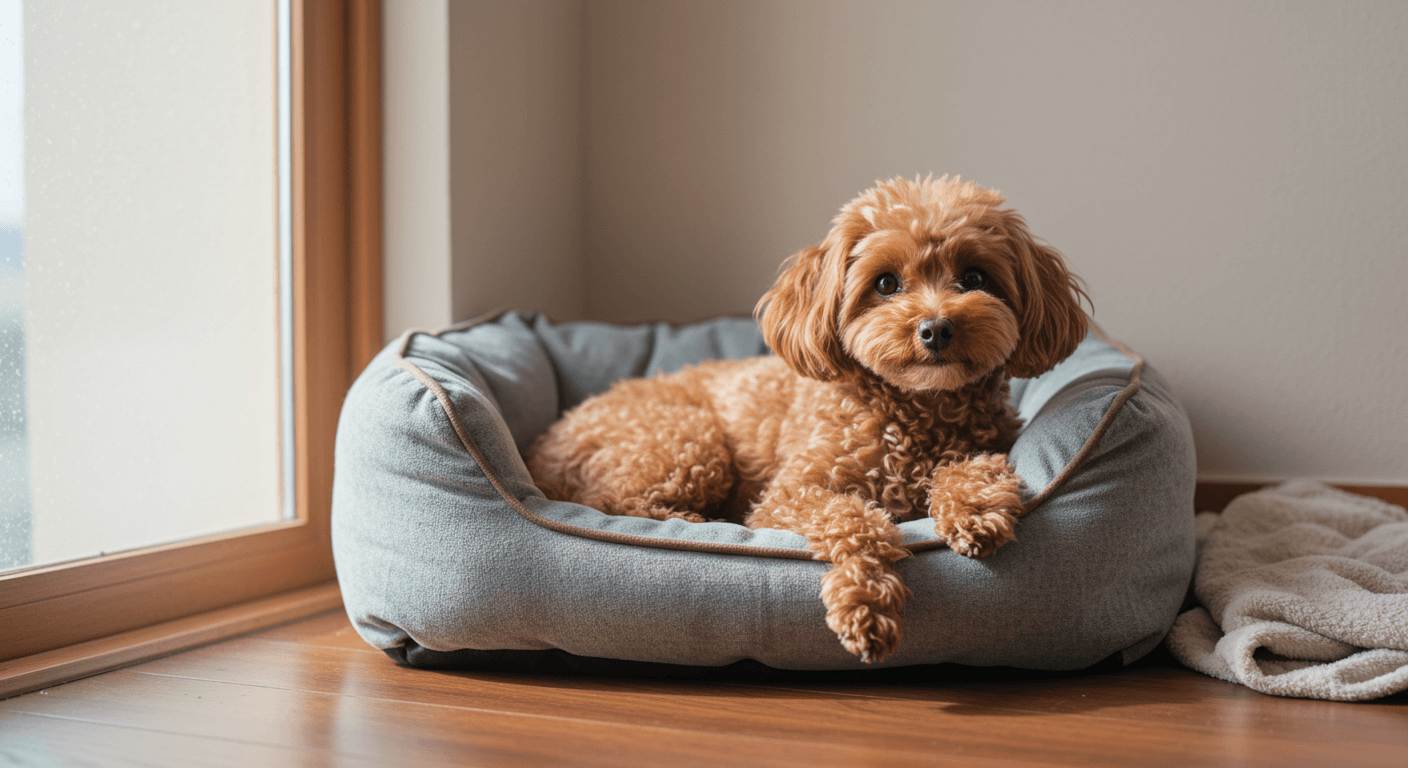 여름 집에서 아늑한 잠자리에서 쉬는 댕댕이