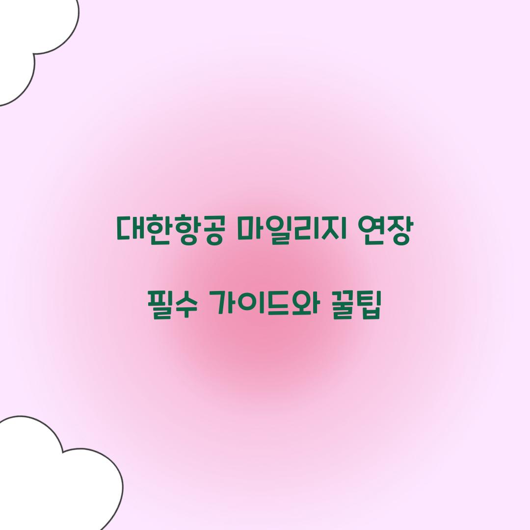 대한항공 마일리지 연장