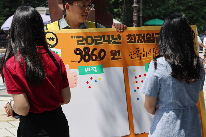 최저임금 9860원 만족 여부에 대한 설문조사