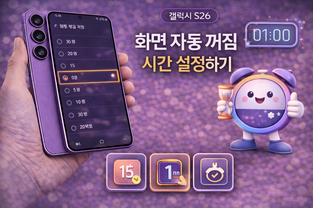 갤럭시 S26 화면 자동 꺼짐 시간 설정하는 방법 설명 이미지
