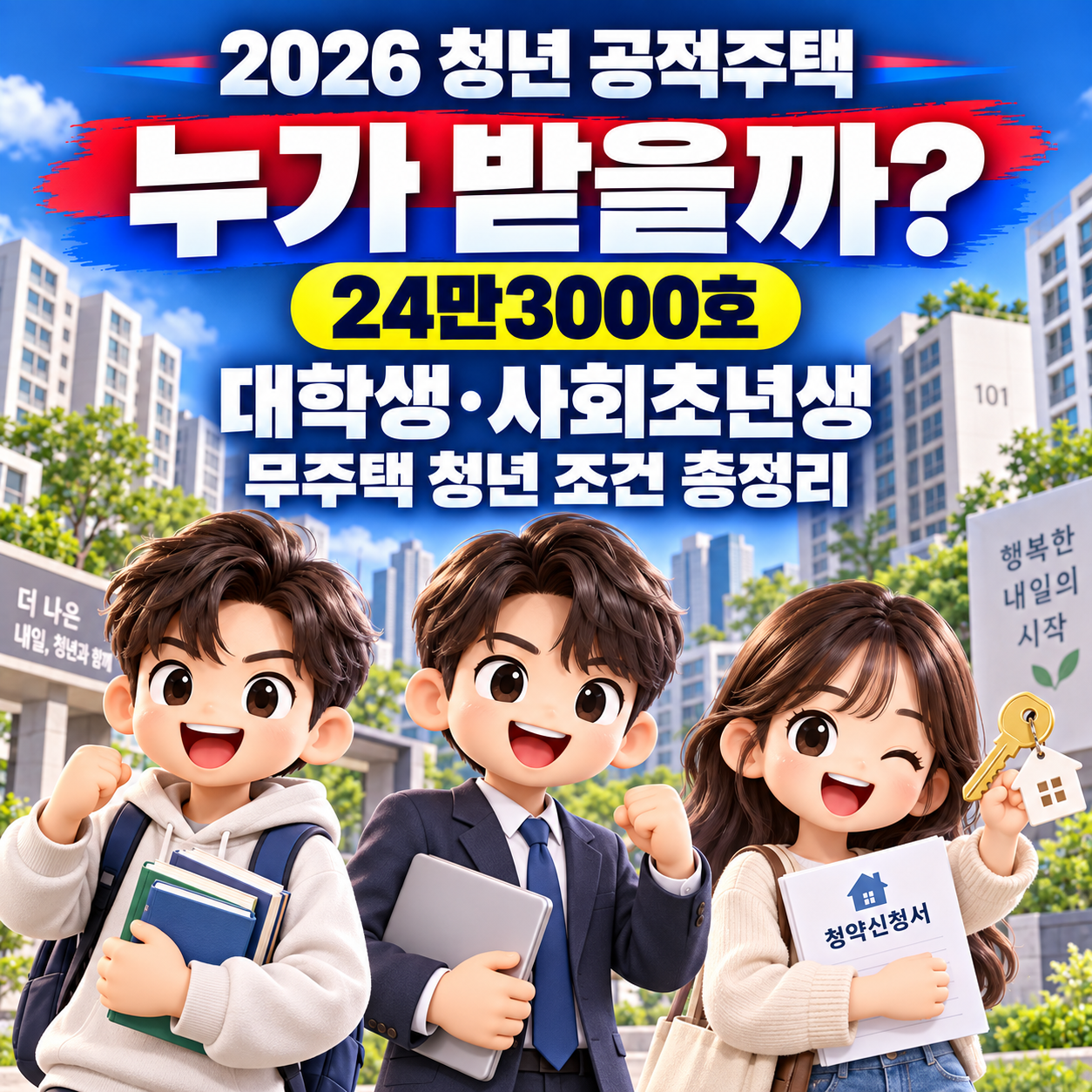 2026 청년 공적주택 24만3000호 누가 받을까?｜대학생&middot;사회초년생&middot;무주택 청년 조건 총정리