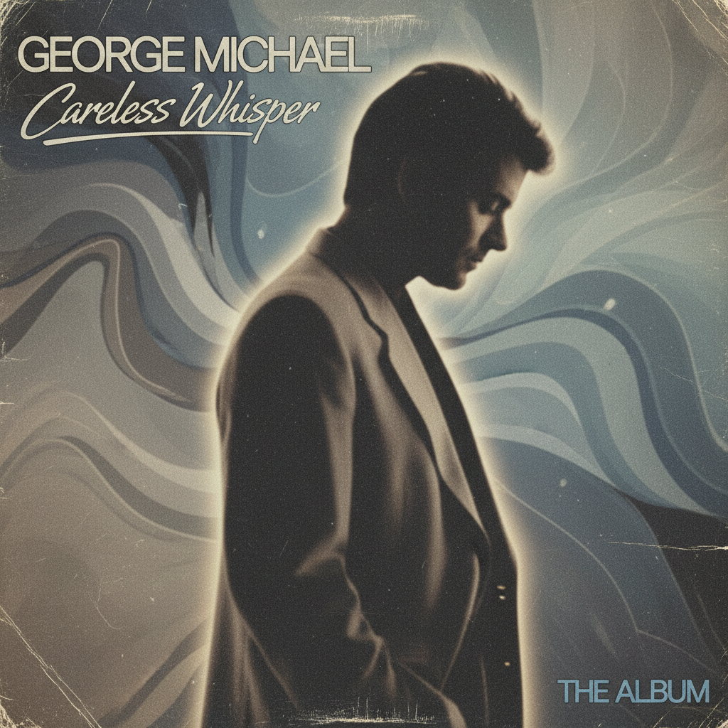 조지 마이클의 'Careless Whisper' 노래의 애절하고 향수 어린 분위기를 담은 이미지. 어두운 배경 속에서 생각에 잠긴 듯한 남자의 실루엣이 보인다.