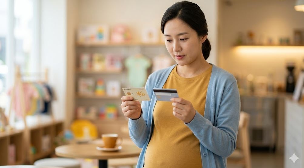 임산부 지원카드 고른는사진