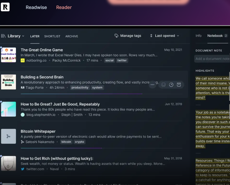 Readwise리드와이즈에서 하이라이트한 독서메모를 매일 받아보는 방법 책 메모 형광펜 굿노트 밑줄 독서 앱